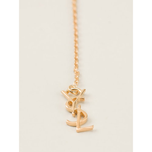 yves saint laurent/圣罗兰 经典logo镀金色项链of