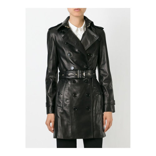 burberry/博柏利 女士 羊皮 时尚亮面 束腰 外套 al