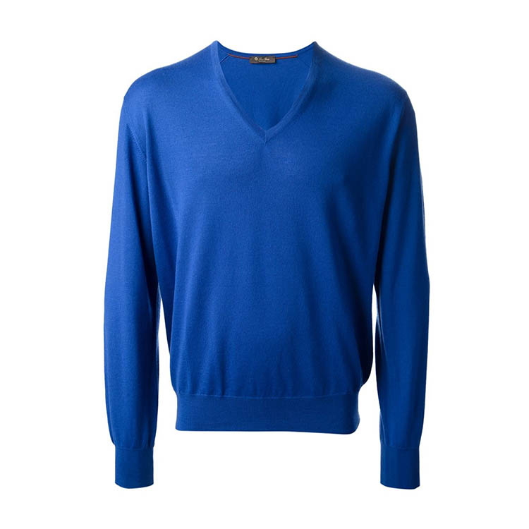 loro piana/loro piana诺悠翩雅男士纯色修身v领长袖针织衫al 58 蓝色