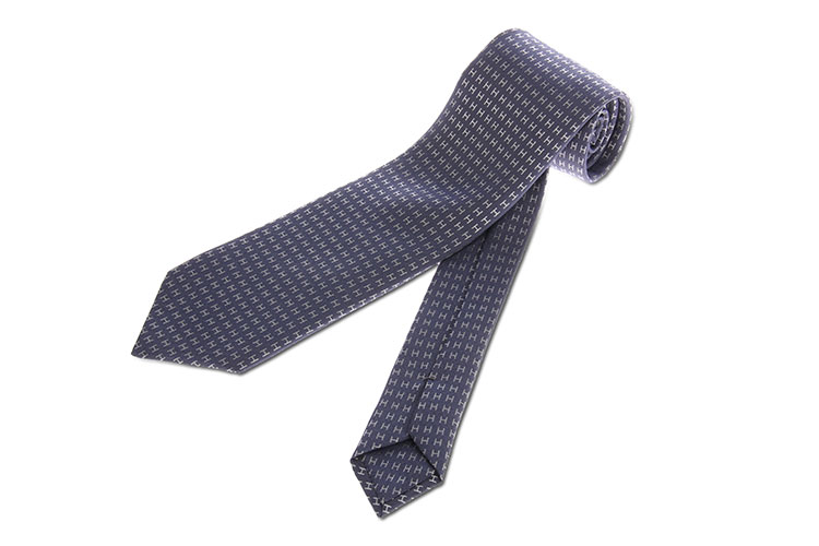 HERMES(爱马仕) 深灰色底银Hlogo领带【正品 价格 图片】寺库