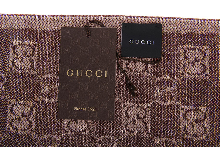 gucci(古驰) 棕咖色logo羊毛围巾