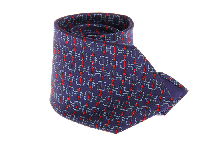 HERMES(爱马仕) 紫色系链条图案领带【正品 价格 图片】寺库