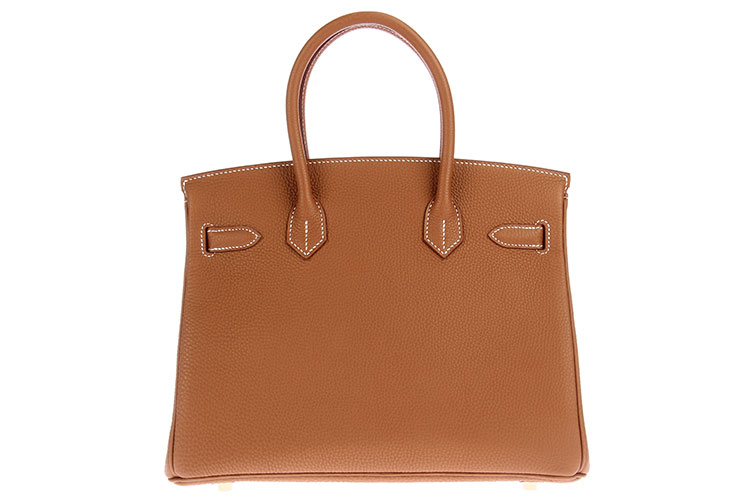 hermes(爱马仕) 金色皮质金扣手提包birkin30