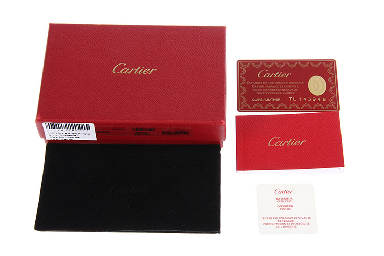 cartier(卡地亚) 酒红色logo皮质卡夹