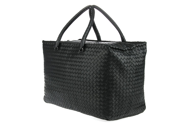 bottega veneta(葆蝶家#黑色皮质编织旅行袋