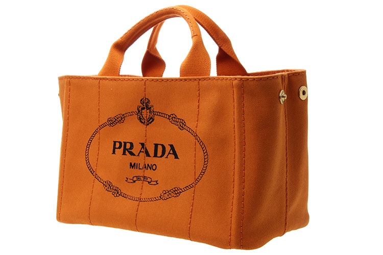 prada(普拉达 橘色帆布手提包