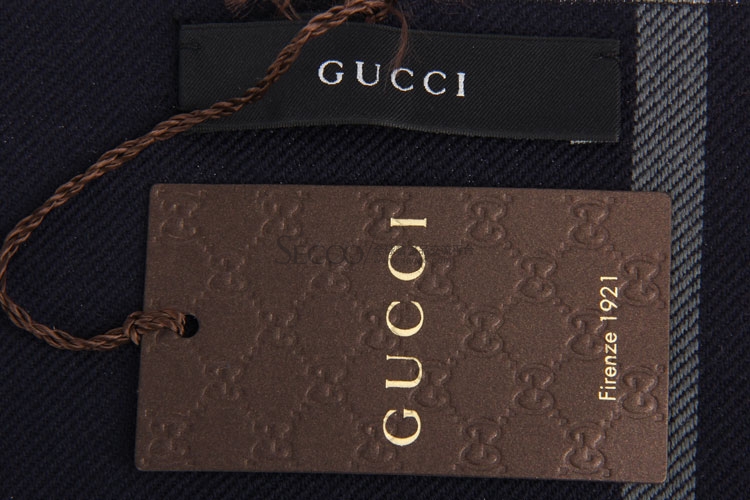 gucci(古驰) 藏青色logo羊毛围巾