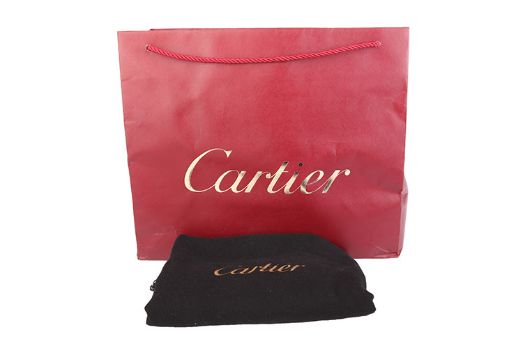 cartier(卡地亚 黑色皮质拼蛇皮手提包