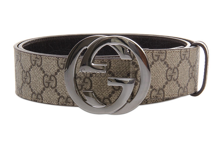 gucci(古驰 乌木色pvc银色双g logo腰带 95