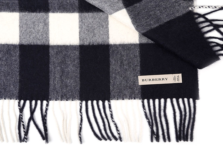 burberry(博柏利) 海军蓝格纹羊绒围巾