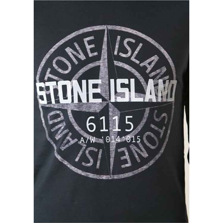stone island黑色纯棉男士长袖t恤 9100489067