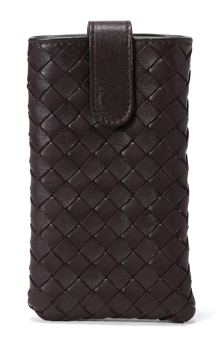 bottega veneta(葆蝶家 棕色皮质编织手机套