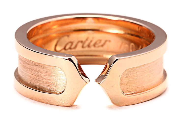 cartier(卡地亚 18k玫瑰金窄版双c戒指 47