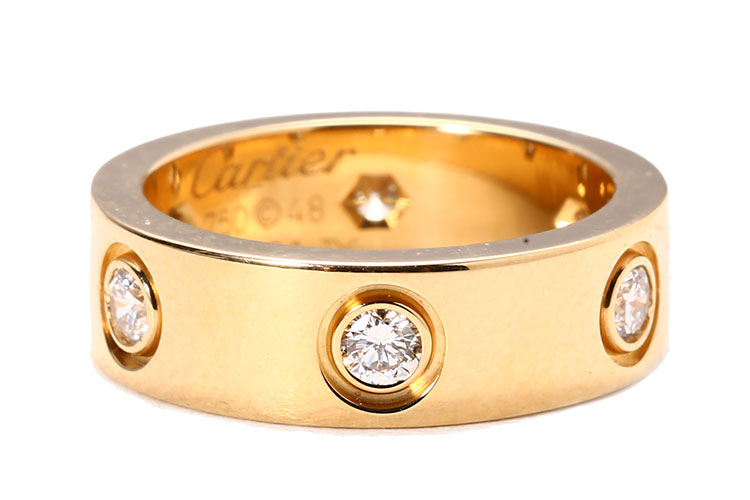 cartier(卡地亚) 18k黄金宽版love六钻戒指 48