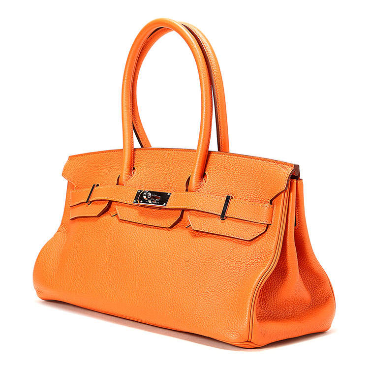 hermes(爱马仕 橘色皮质银扣手提包shoulder birkin42有用吗|hermes