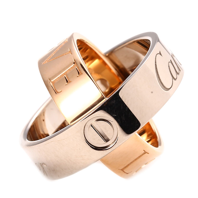 cartier(卡地亚 双环双色love限量版戒指 50