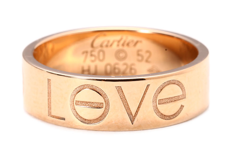 cartier(卡地亚 18k黄金love刻字限量版戒指 52