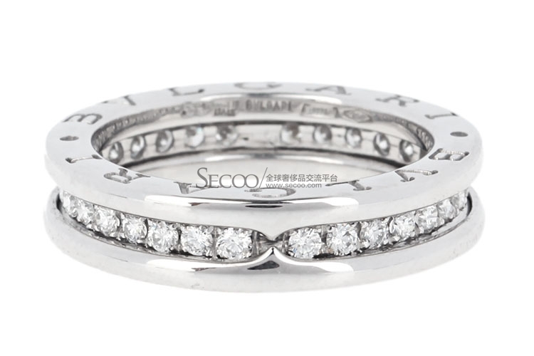 Bvlgari(宝格丽) 18K<em>白金</em>镶钻<em>戒指</em>50#【正品 价