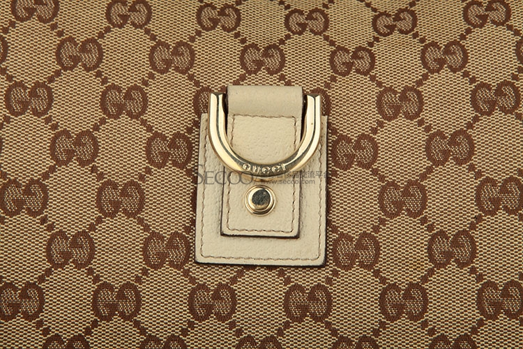 gucci(古驰)卡其色 logo帆布斜挎包