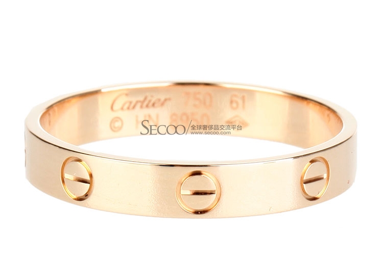 cartier(卡地亚) 窄版玫瑰金love系列戒指 61