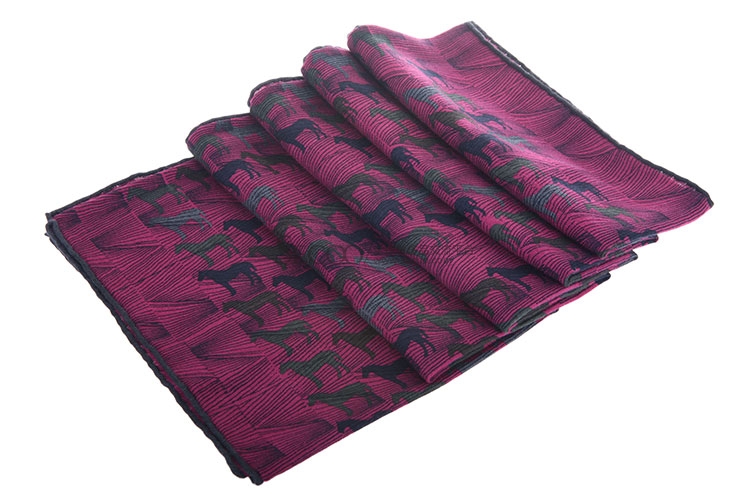 hermes(爱马仕)紫色系马图案羊绒围巾90