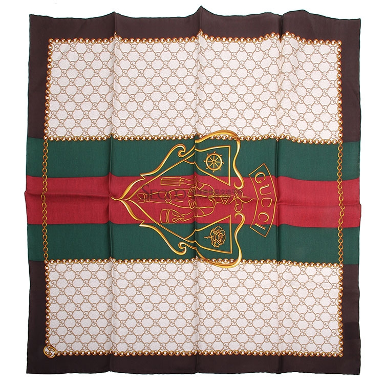 gucci(古驰) 经典logo红绿条纹丝巾