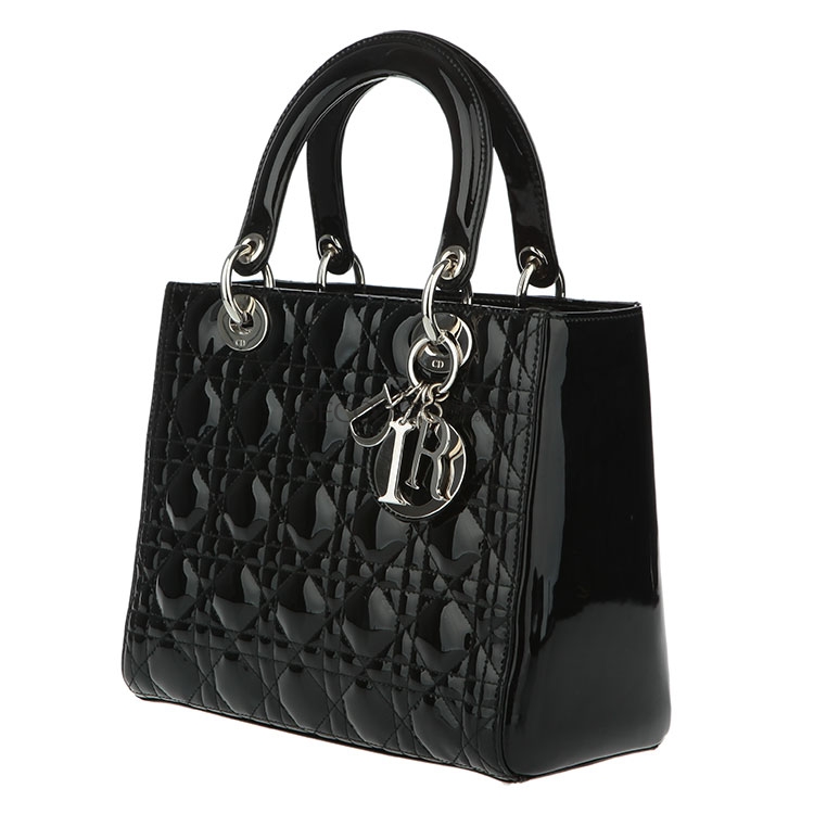 DIOR(迪奥) 黑色漆皮小号戴妃包【正品 价格 图片】寺库