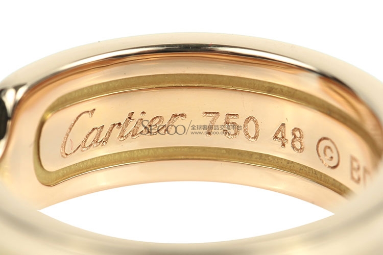 cartier(卡地亚) 18k玫瑰金窄版双c戒指48