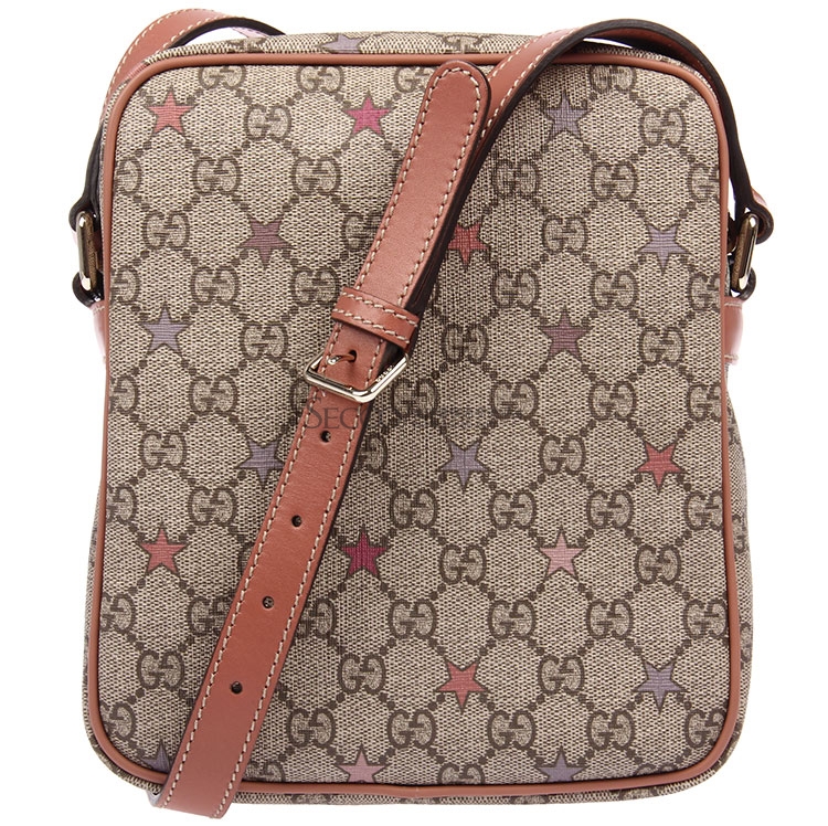 gucci(古驰) 卡其色pvc星星图案斜挎包