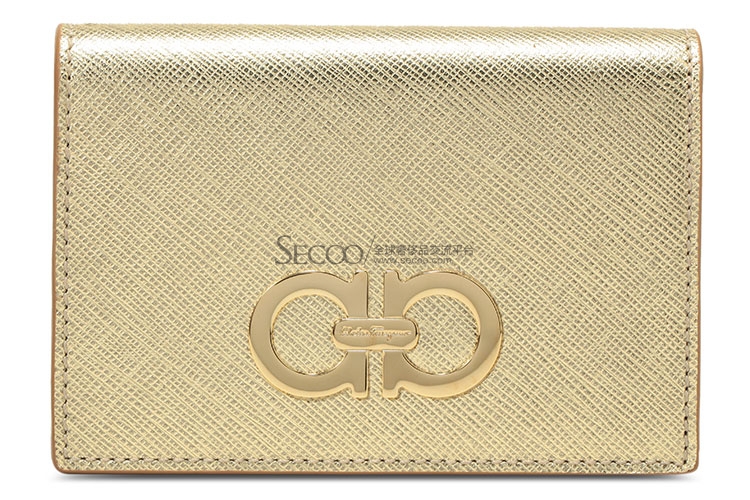 ferragamo(菲拉格慕#金色皮质短款卡包