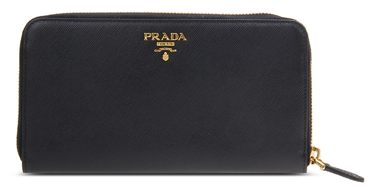 prada(普拉达) 黑色皮质长款拉链钱夹