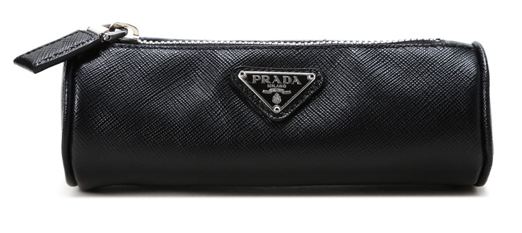 prada(普拉达)黑色皮质圆筒形笔袋