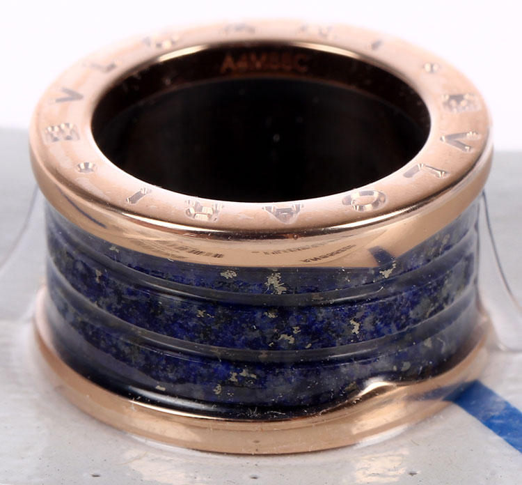 bvlgari(宝格丽 18k玫瑰金蓝色大理石戒指54