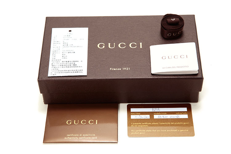 gucci古驰卡其色帆布玫红配皮长款拉链钱夹