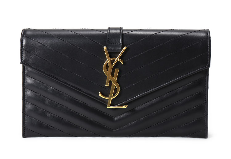 yves saint laurent(圣罗兰) #黑色皮质菱形纹手包