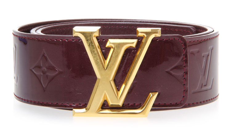 louis vuitton(路易威登) 狂野红漆皮金色logo腰带 80