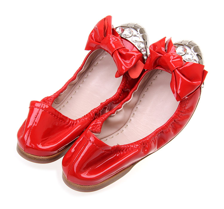 miumiu(缪缪) 红色漆皮水钻装饰芭蕾舞鞋36