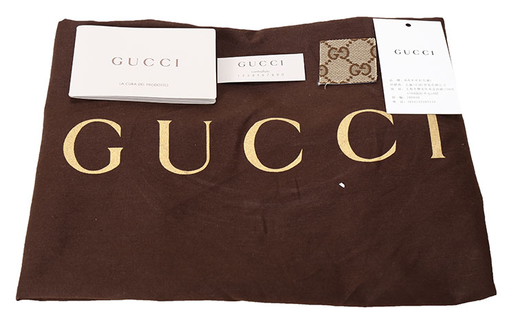 gucci(古驰) 卡其色帆布金色配皮两用包