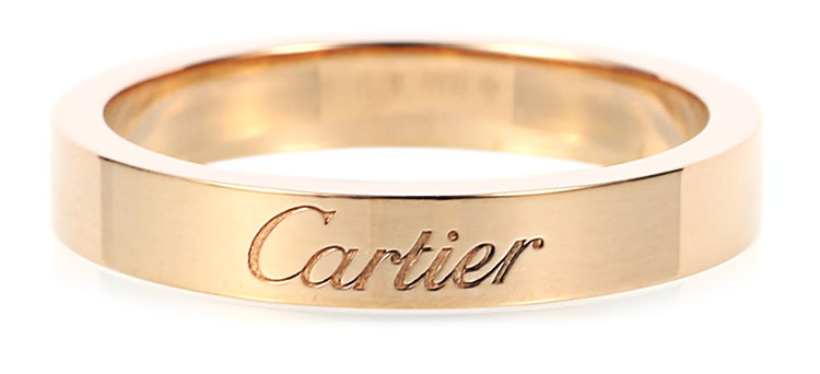 cartier(卡地亚 18k玫瑰金窄版刻字戒指50