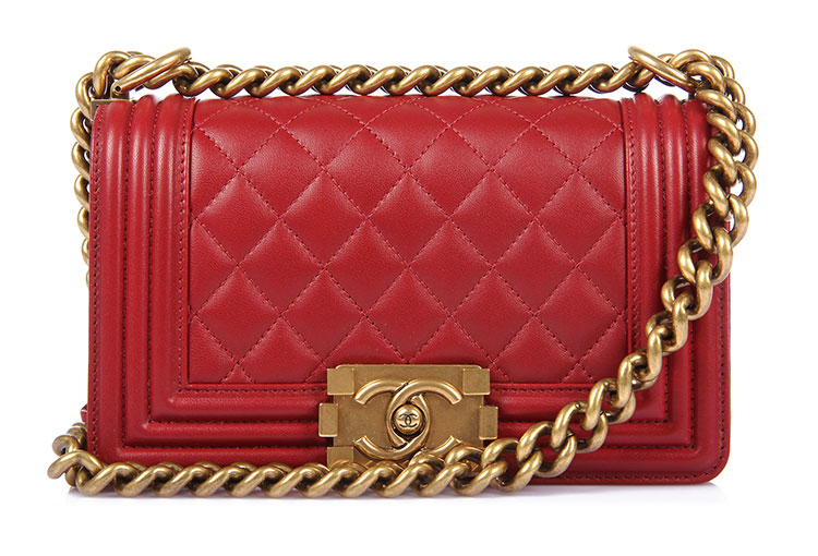 CHANEL(香奈儿) 深红色皮质金链斜挎包 Leboy 小号【正品 价格 图片】寺库