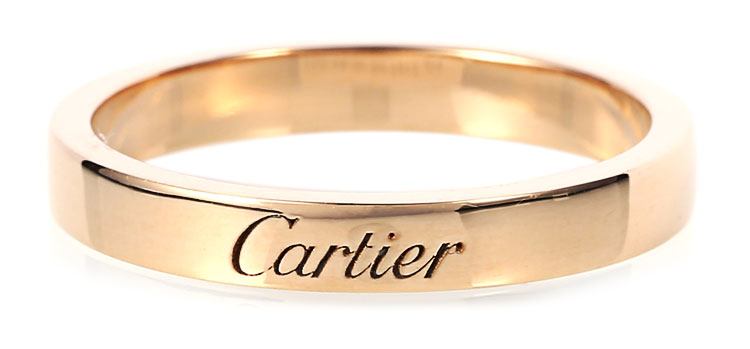 cartier(卡地亚 18k玫瑰金窄版刻字戒指56