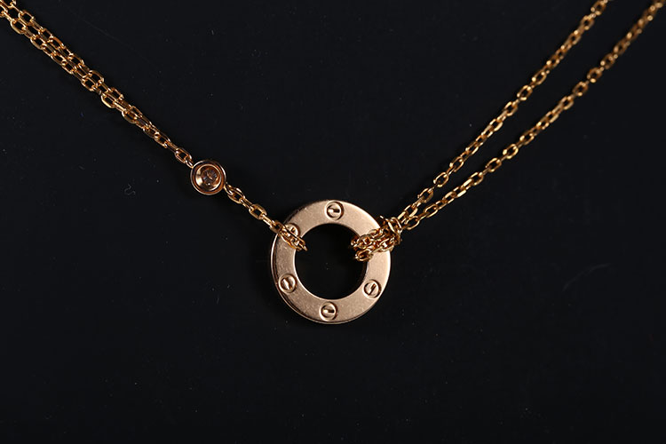cartier(卡地亚 18k玫瑰金love系列小圆环吊坠项链