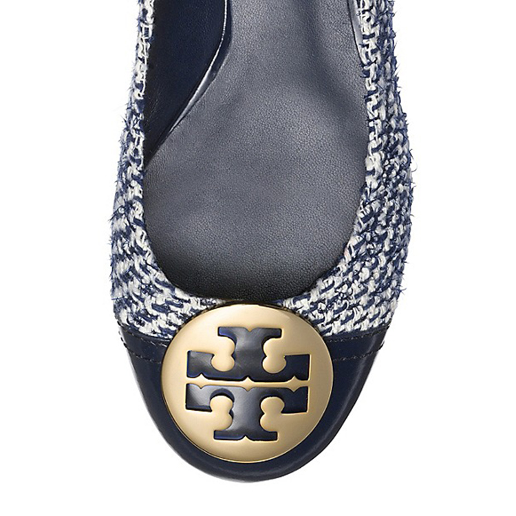 tory burch(托里·伯奇 serena 2 皮质金色logo芭蕾平底鞋 32138314