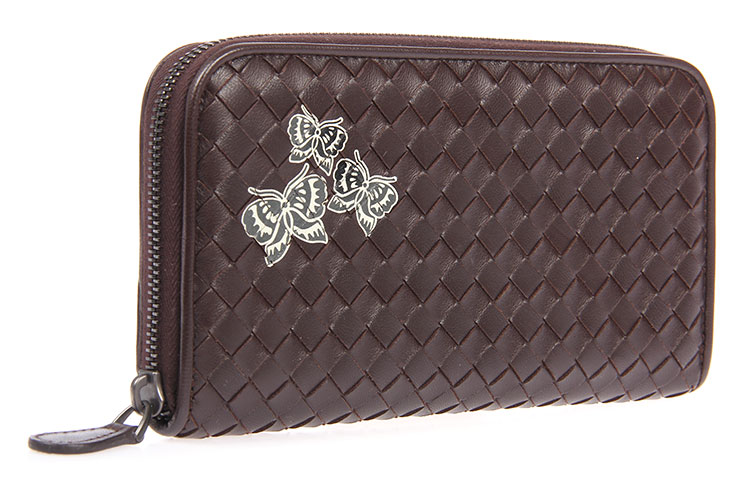 Bottega Veneta logo,balenciaga logo bottega veneta(葆蝶家) 棕色蝴蝶图案长款拉链钱夹