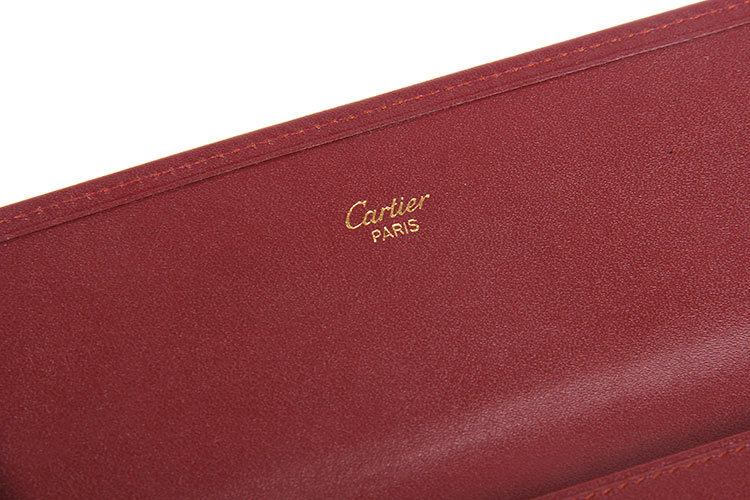 cartier(卡地亚 暗红色皮质长款按扣钱夹