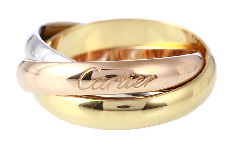 cartier(卡地亚 18k三色金新版宽三环戒指51