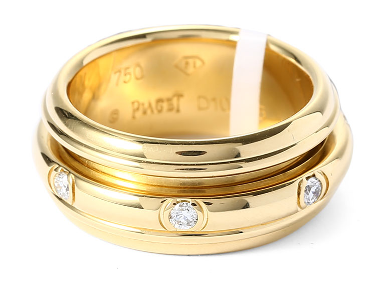 piaget(伯爵 18k黄金宽版镶钻possesion戒指54