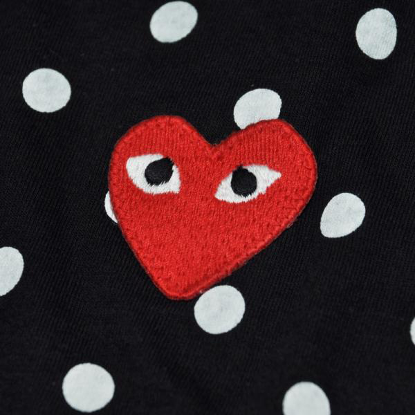 comme des garcons/川久保玲 cdg play男士黑底白波点纯棉长袖t恤c004