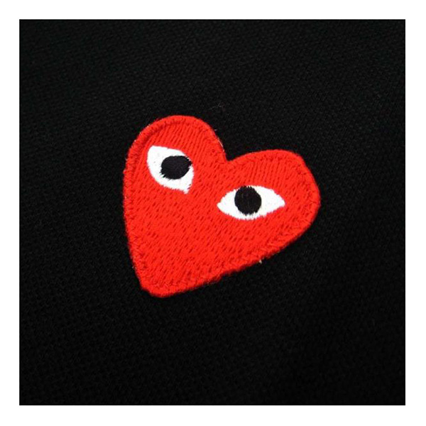 comme des garcons/川久保玲 cdg play女士黑色纯棉短袖polo衫 红心款