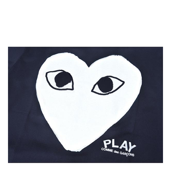 【comme des garcons/川久保玲 cdg play男士深蓝色纯棉短袖t恤 大白